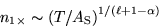 \begin{displaymath}
n_{1\times} \sim \left(T/A_{\rm S}\right )^{1/(\ell+1-\alpha)}
\end{displaymath}
