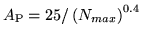$A_{\rm P}=25/\left(N_{max}\right)^{0.4}$