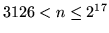 $3126<n \leq 2^{17}$
