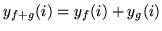 $y_{f+g}(i)=y_{f}(i)+y_g(i)$