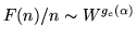 $F(n)/n\sim W^{g_c(\alpha)}$
