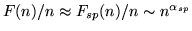 $F(n)/n \approx F_{sp}(n)/n \sim n^{\alpha _{sp}}$