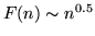 $F(n) \sim n^{0.5}$