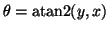 $\theta = {\rm atan2}(y,x)$