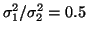 $\sigma _1^2/\sigma _2^2 = 0.5$
